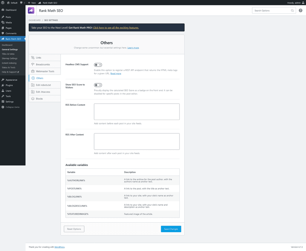 General Settings > Others tab.