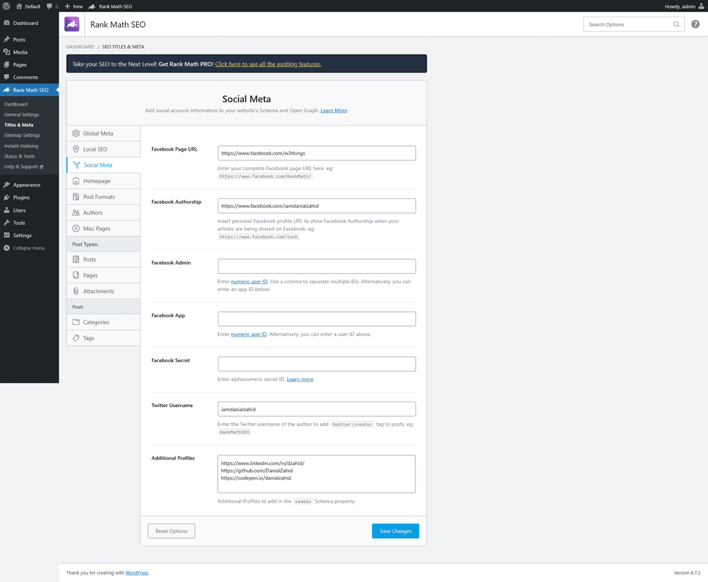 Titles & Meta > Social Meta tab.