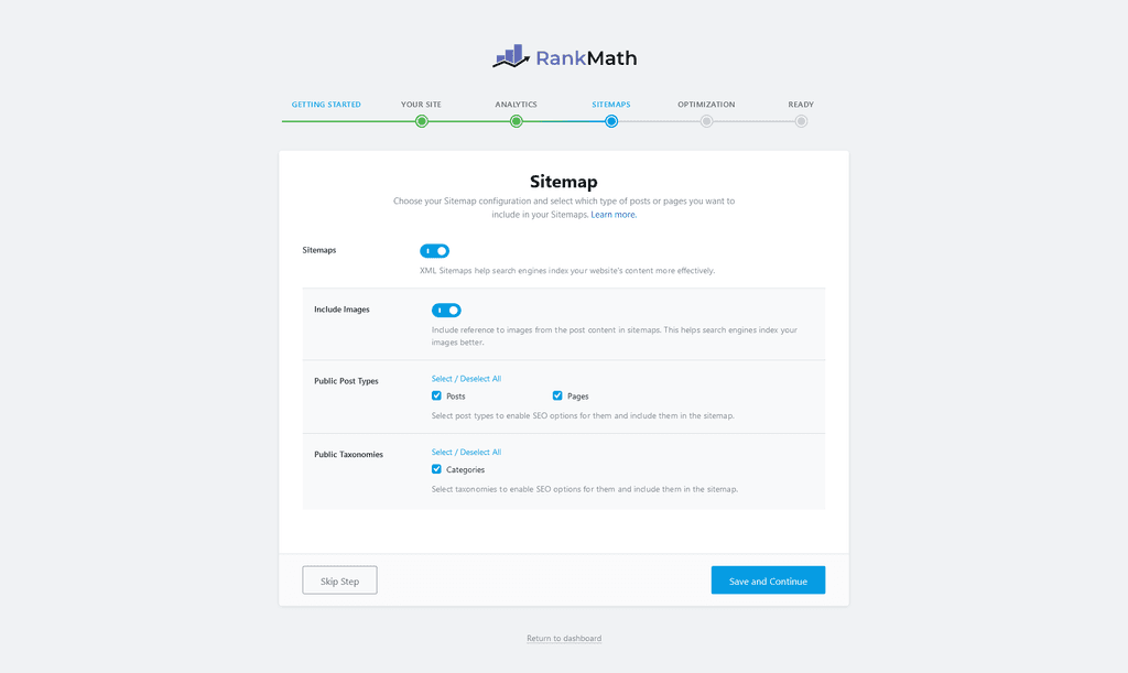 Setup wizard — Sitemaps.